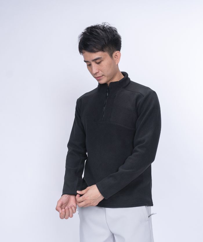 ZITY Men's 1/4 Zip Up Long Sleeve Polo Shirt-8843