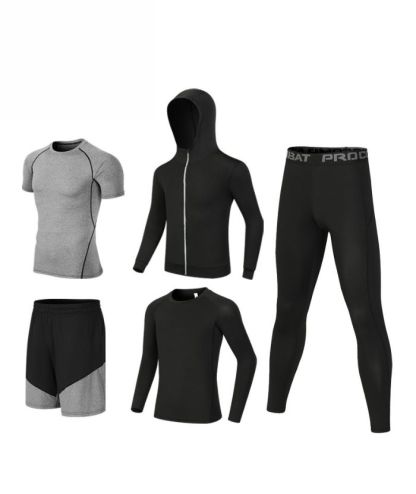 ZITY Men's Sports Cross-Border Fitness Five-Piece Compression Set-DUMTR05994