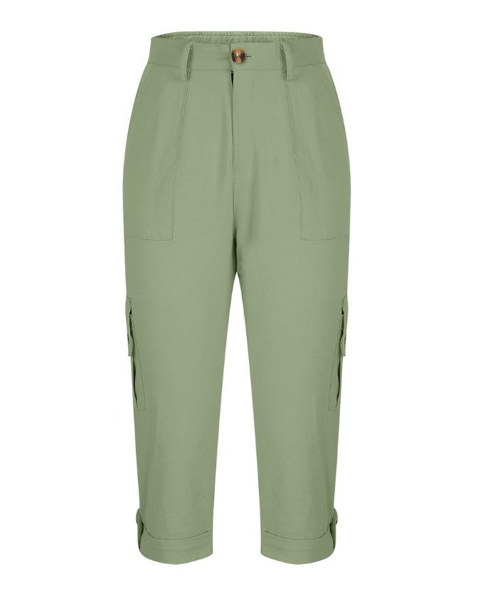 ZITY Women's Solid Color Multi Pocket Three Quarter Pant-DUWCS06170