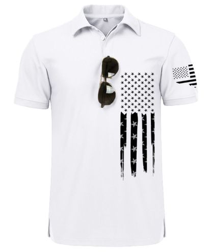 ZITY Men's Button Up Slim Fit Printed Polo Shirt-CUMPO06122