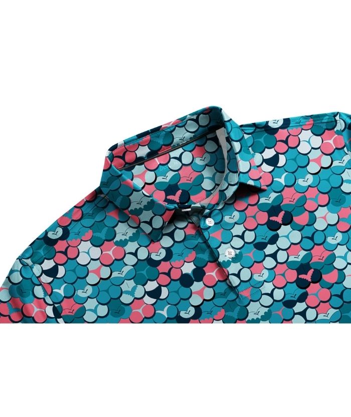ZITY Men's Button Up Slim Fit Printed Polo Shirt-CUMPO05195