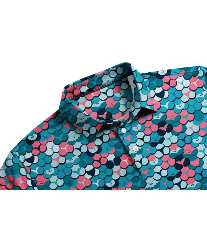ZITY Men's Button Up Slim Fit Printed Polo Shirt-CUMPO05195