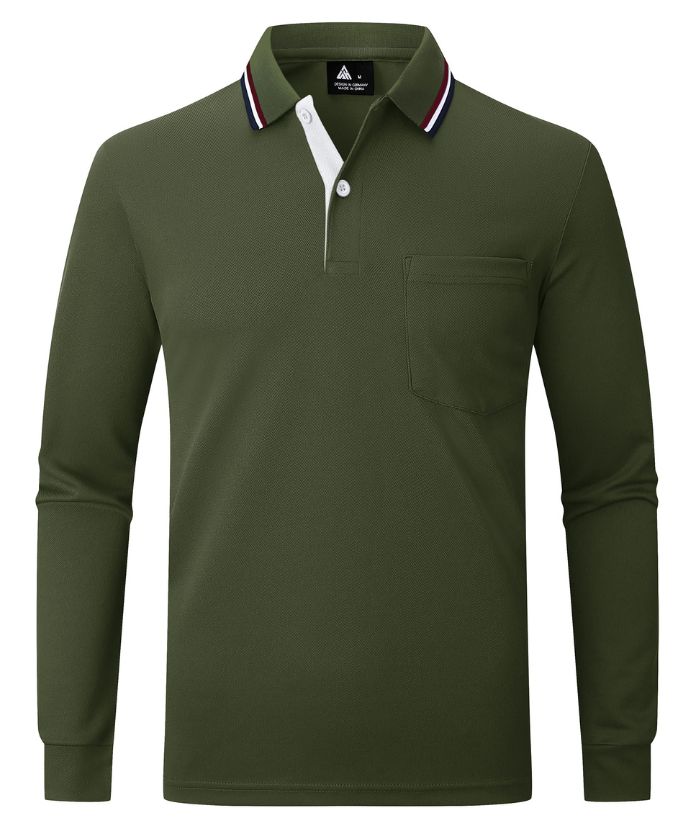 ZITY Men's Dri Fit Long Sleeve Golf Polo Shirt-CEMLP06139