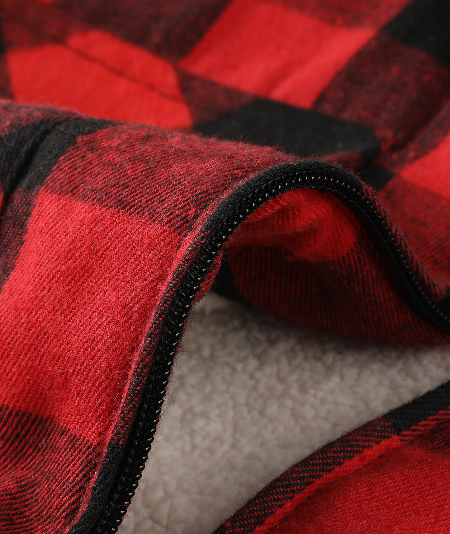 ZITY Men's Double Pockets Full Zipper Plaid Fleece Hoodie-CFMWT00002