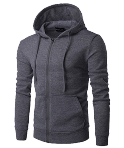 ZITY Men's Long Sleeve Solid Color Fleece Kangaroo Pocket Hoodie-DUMFH04879 | Zitysports