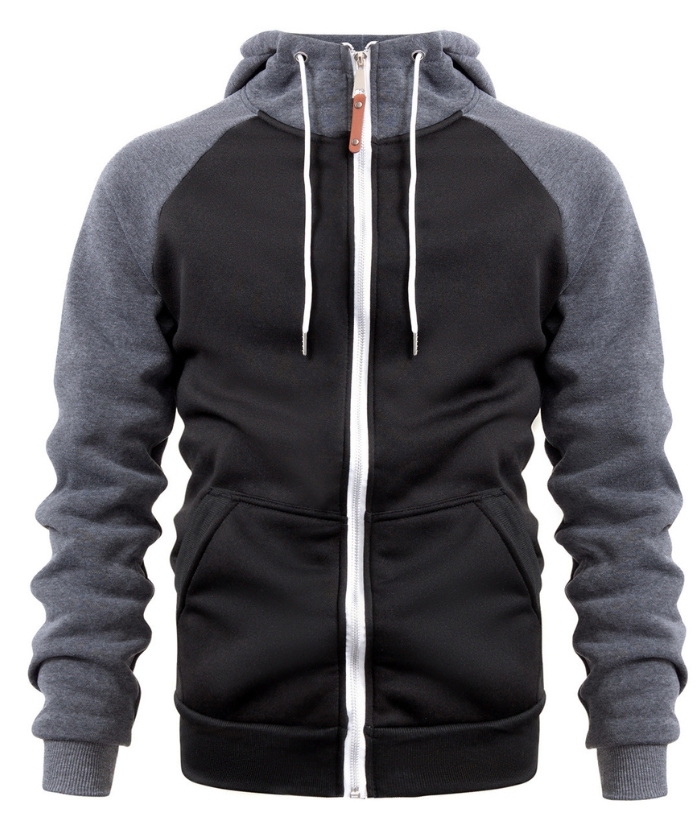 ZITY Men's Color Block with Pocket Zip Up Outdoor Hoodie-DUMFH04909|Zitysports