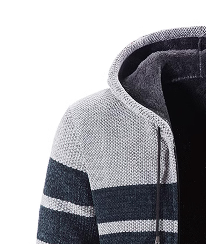 ZITY Men's Knitted Full Zip Slim Fit Warm with Pockets Hoodie-DUMFH05013|Zitysports