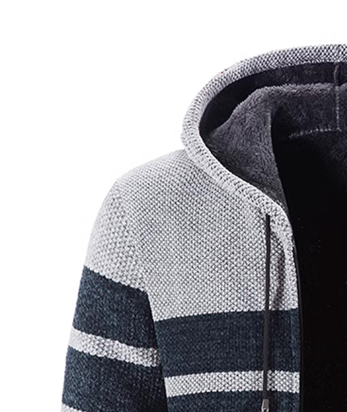 ZITY Men's Knitted Full Zip Slim Fit Warm with Pockets Hoodie-DUMFH05013|Zitysports