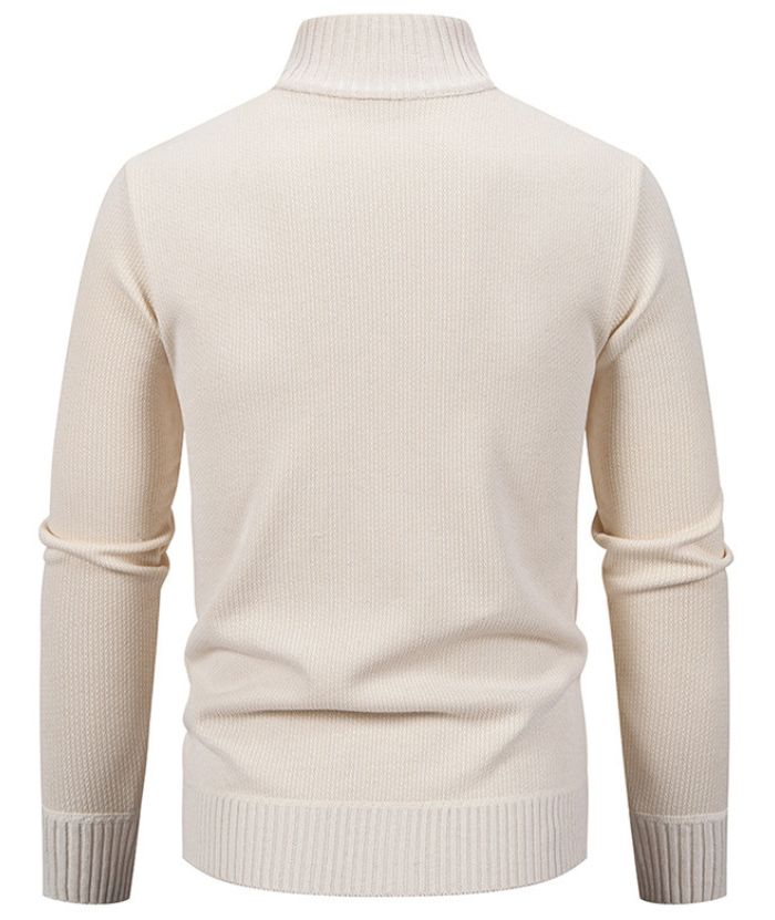 ZITY Men's Stand Collar Full Zipper Front Pocket Knitted Polo Sweater-DUMSW05053|Zitysports