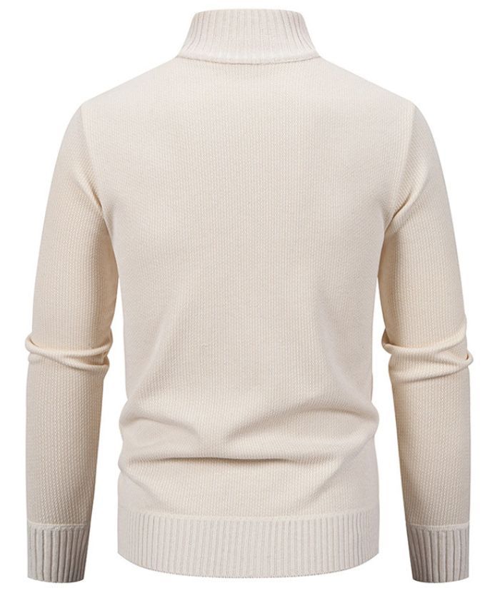 ZITY Men's Stand Collar Full Zipper Front Pocket Knitted Polo Sweater-DUMSW05053|Zitysports