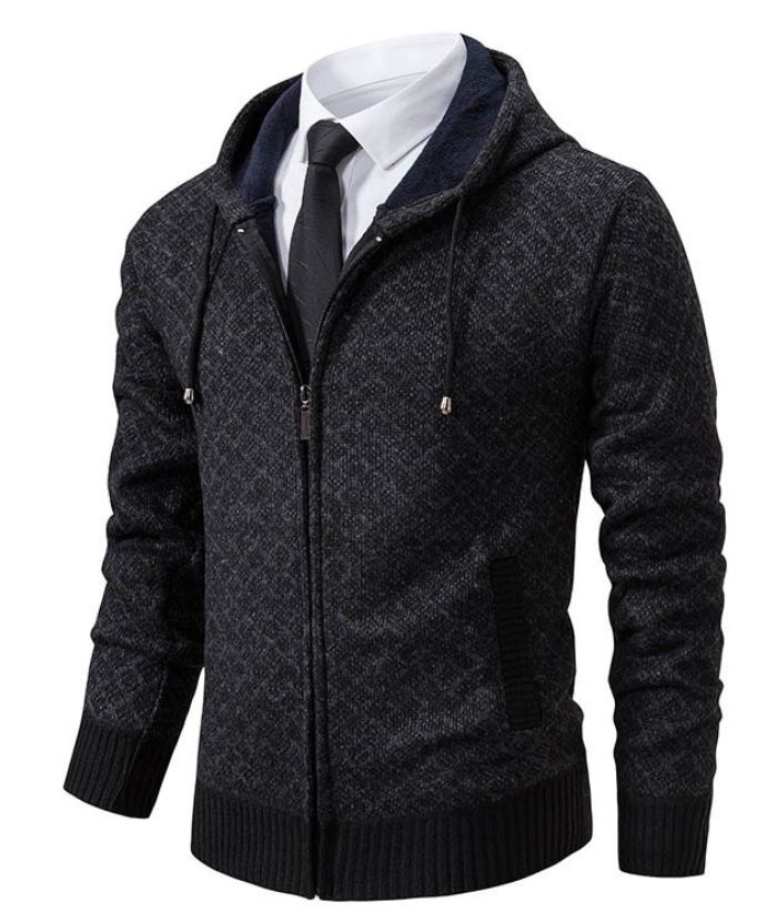 ZITY Men's Knitted Zip-Up Long Sleeve Hoodie-DUMFH05055|Zitysports