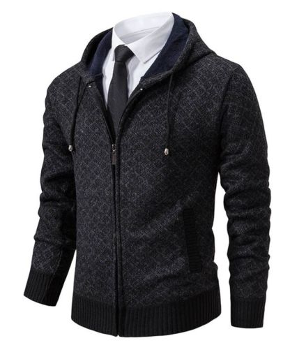 ZITY Men's Knitted Zip-Up Long Sleeve Hoodie-DUMFH05055|Zitysports