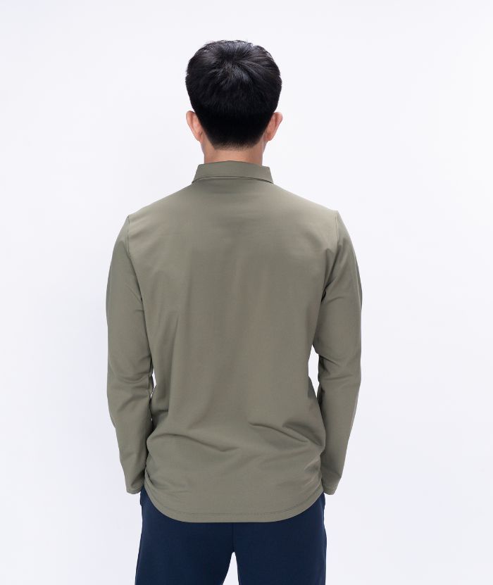 ZITY Men's Button Up Stand Collar Long Sleeve Polo Shirt-8905