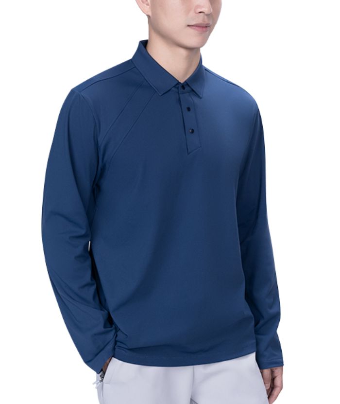 ZITY Men's 3 Button Up Long Sleeve Polo Shirt-8903
