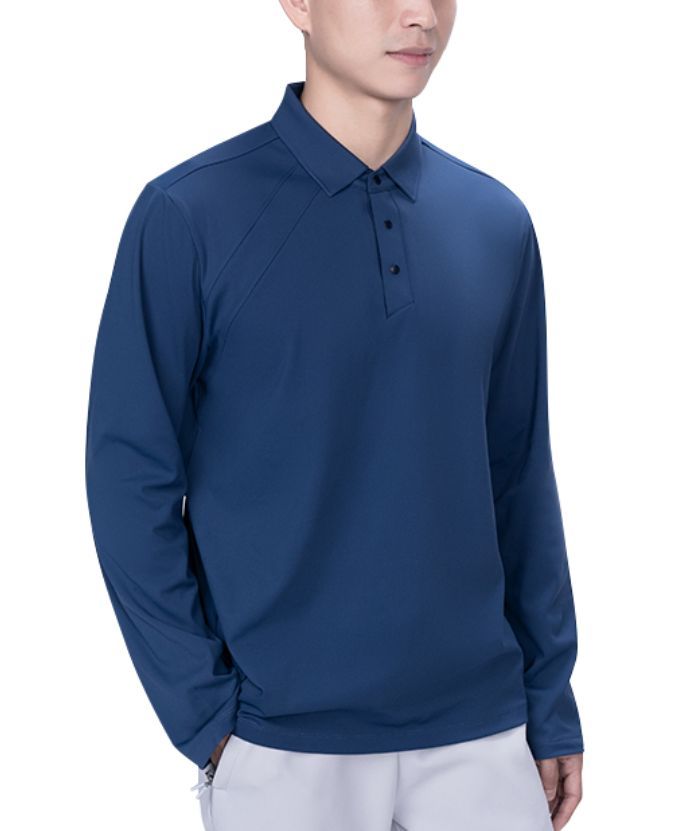 ZITY Men's 3 Button Up Long Sleeve Polo Shirt-8903