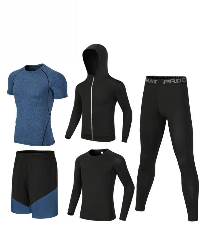 ZITY Men's Sports Cross-Border Fitness Five-Piece Compression Set-DUMTR05994