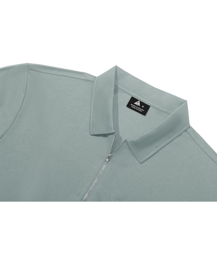 ZITY Men's Quarter Zip Slim Fit Polo Shirt-ZPK008403