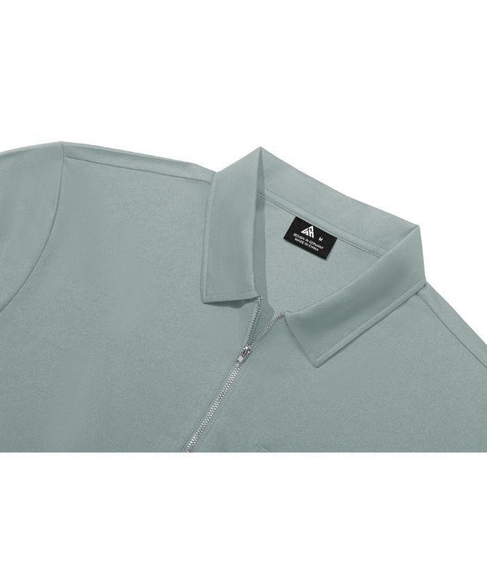 ZITY Men's Quarter Zip Slim Fit Polo Shirt-ZPK008403