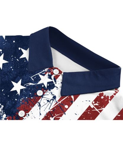 ZITY Men's American Flag Theme Golf Polo Shirt-CUMPO05424