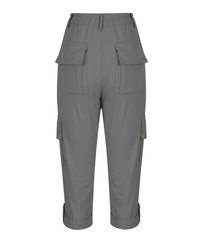ZITY Women's Solid Color Multi Pocket Three Quarter Pant-DUWCS06170