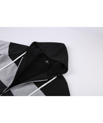 ZITY Women's Color Block Full Zipper Fleece Hoodie-CFWWT00007