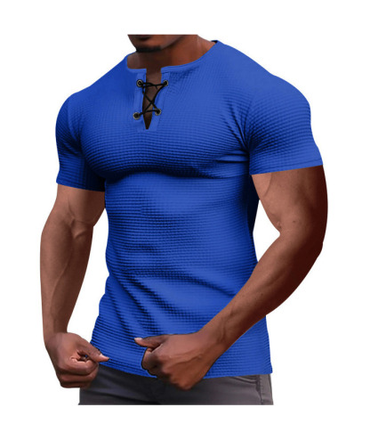 ZITY Men's Drawstring Neck Waffle T-shirt-ZPK010609 | Zitysports