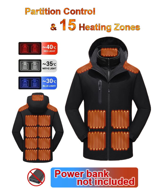 Wholesale Unisex 15 Heating Zones 2 in 1 Heated Jacket | Zitysports