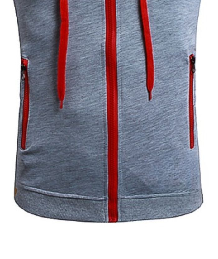 ZITY Men's Zip Up Cotton Sleeveless Hoodie-DUMMG05213|Zitysports