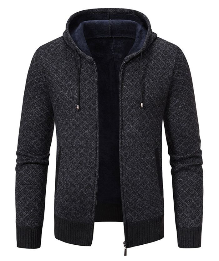 ZITY Men's Knitted Zip-Up Long Sleeve Hoodie-DUMFH05055|Zitysports