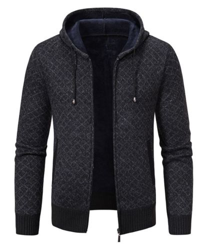 ZITY Men's Knitted Zip-Up Long Sleeve Hoodie-DUMFH05055|Zitysports