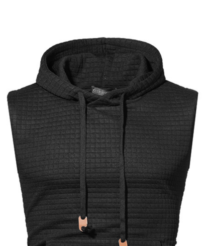 ZITY Men's Plus Size  Solid Color Sleeveless Hoodie-DUMMG05201|Zitysports