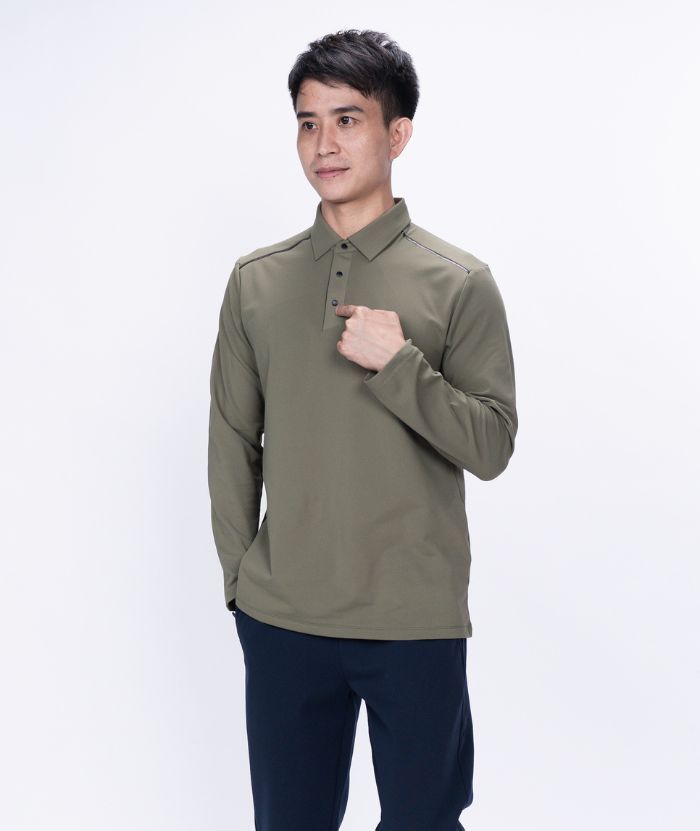ZITY Men's Button Up Stand Collar Long Sleeve Polo Shirt-8905