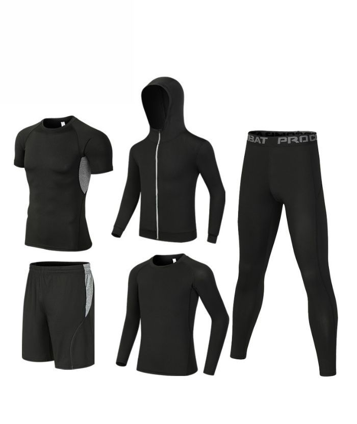ZITY Men's Sports Cross-Border Fitness Five-Piece Compression Set-DUMTR05994