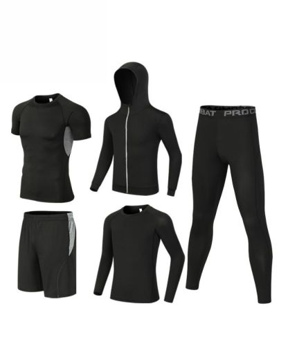 ZITY Men's Sports Cross-Border Fitness Five-Piece Compression Set-DUMTR05994