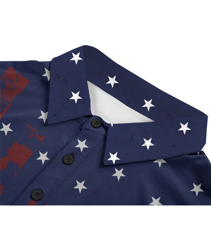 ZITY Men's American Flag Theme Golf Polo Shirt-CUMPO05424