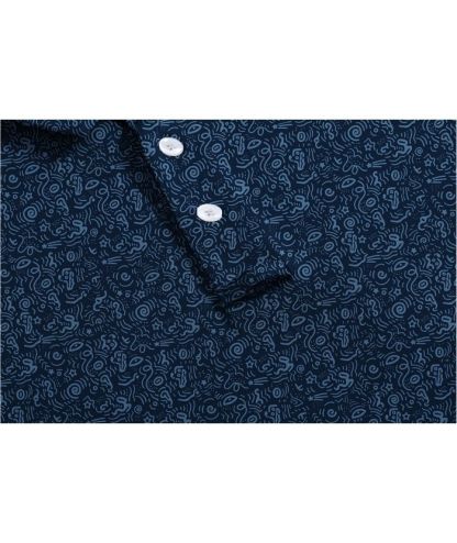 ZITY Men's Button Up Dri Fit Printed Polo Shirt-CUMPO05527