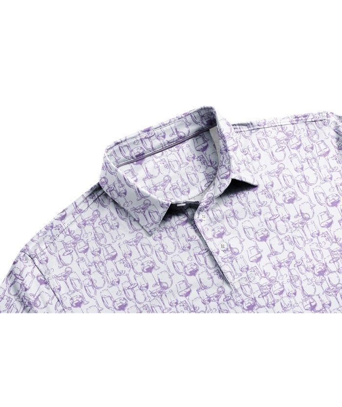 ZITY Men's Button Up Slim Fit Printed Polo Shirt-CUMPO05195