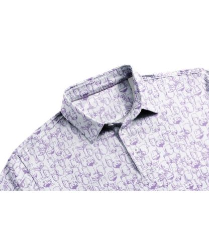 ZITY Men's Button Up Slim Fit Printed Polo Shirt-CUMPO05195