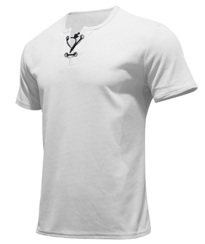 ZITY Men's Drawstring Neck Waffle T-shirt-ZPK010609 | Zitysports