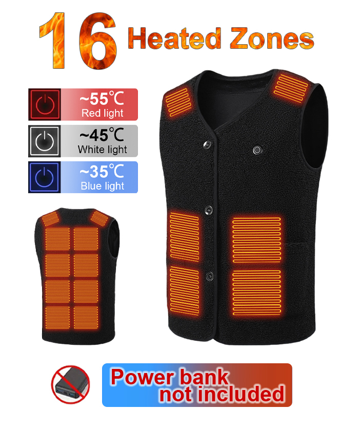 Wholesale Unisex Fuzzy Sherpa Fleece16-Zone Heated Vest | Zitysports