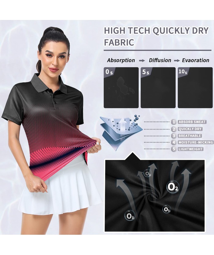 ZITY Women's Tennis Button-Up Short Sleeve Fast Dry Polo Shirt-ZPK001220 | Zitysports