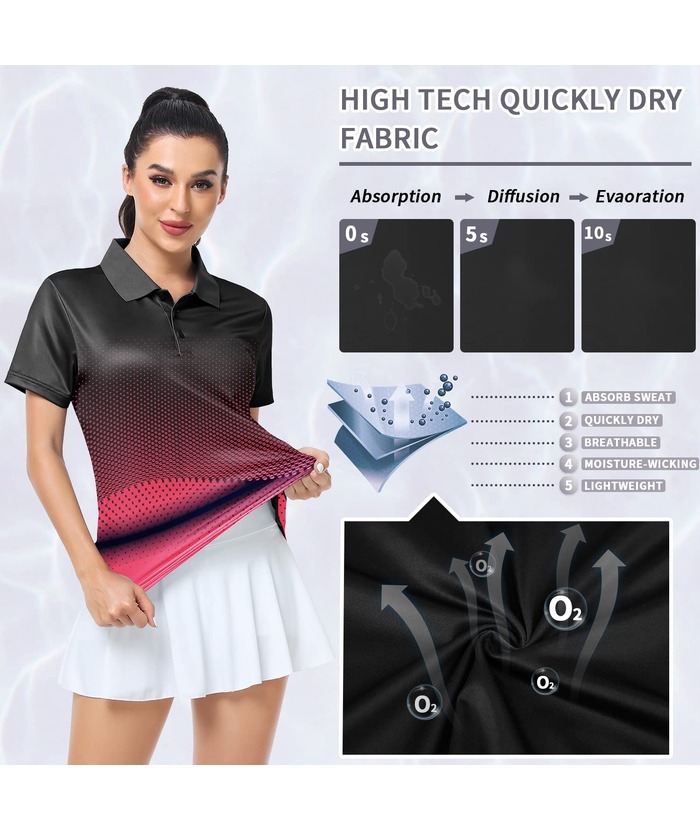 ZITY Women's Tennis Button-Up Short Sleeve Fast Dry Polo Shirt-ZPK001220 | Zitysports