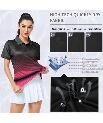 ZITY Women's Tennis Button-Up Short Sleeve Fast Dry Polo Shirt-ZPK001220 | Zitysports