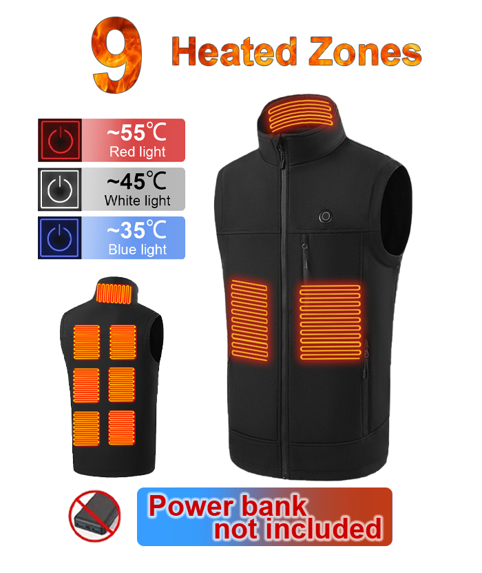 Heated Vest for men Unisex Worker-Quality 9 Zones | Zitysports