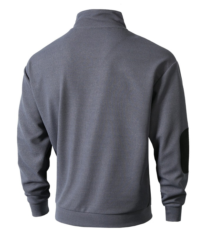 ZITY Men's Stand Collar Solid Color Long Sleeve Sweatshirt-DUMHD04896 | Zitysports