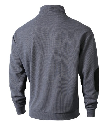 ZITY Men's Stand Collar Solid Color Long Sleeve Sweatshirt-DUMHD04896 | Zitysports