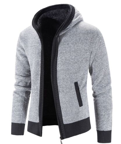 ZITY Men's Knitted Long Sleeve Full Zip Up Plus Size Casual Hoodie-DUMSW05059|Zitysports