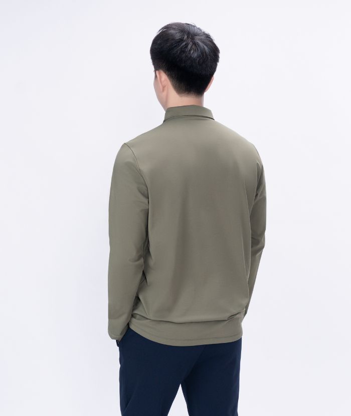 ZITY Men's Button Up Stand Collar Long Sleeve Polo Shirt-8905
