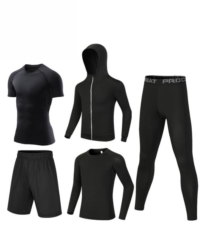 ZITY Men's Sports Cross-Border Fitness Five-Piece Compression Set-DUMTR05994