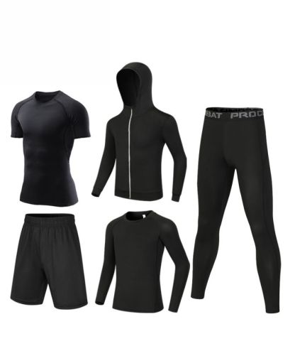 ZITY Men's Sports Cross-Border Fitness Five-Piece Compression Set-DUMTR05994